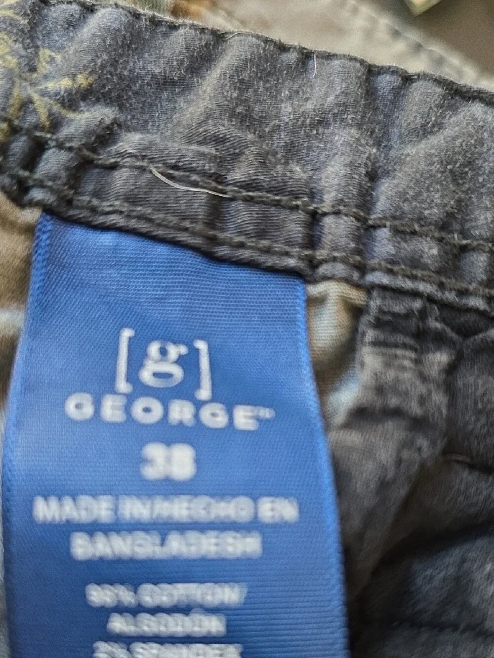 George Black Palm-Print Cargo Shorts